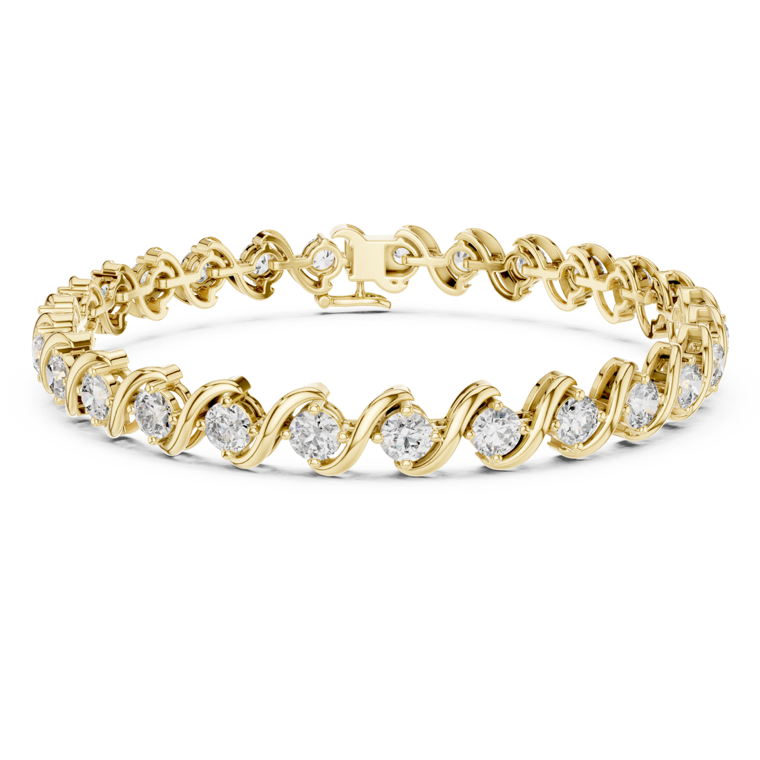 Gold Wave-Link Round Bracelet Front View