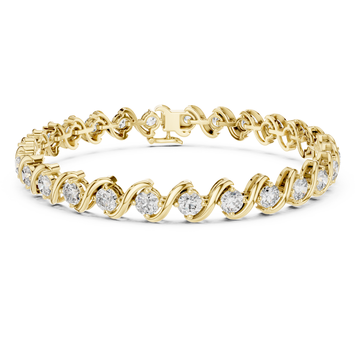  Gold Wave-Link Round Bracelet Detail View