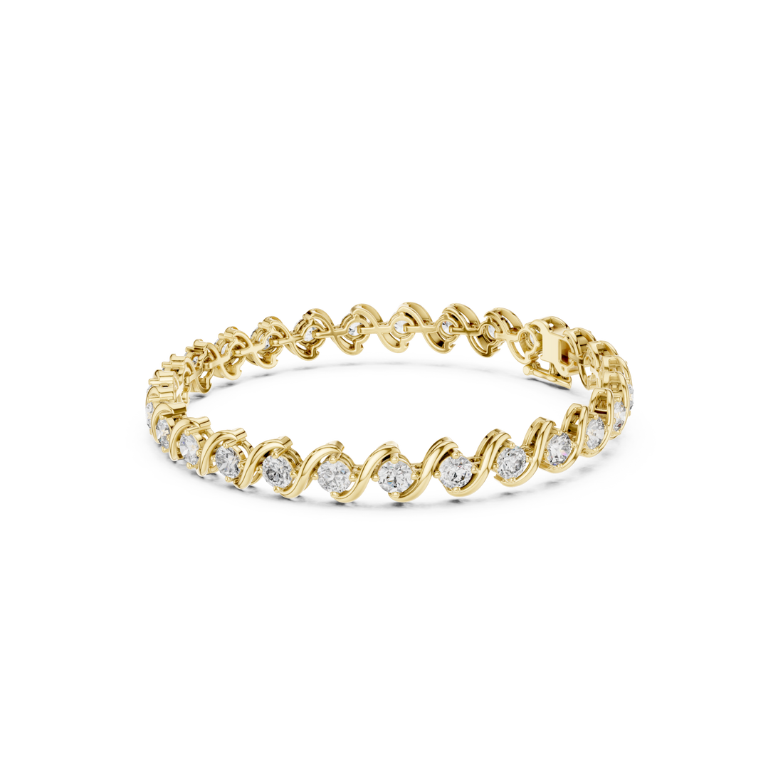 Gold Wave-Link Round Bracelet Front View
