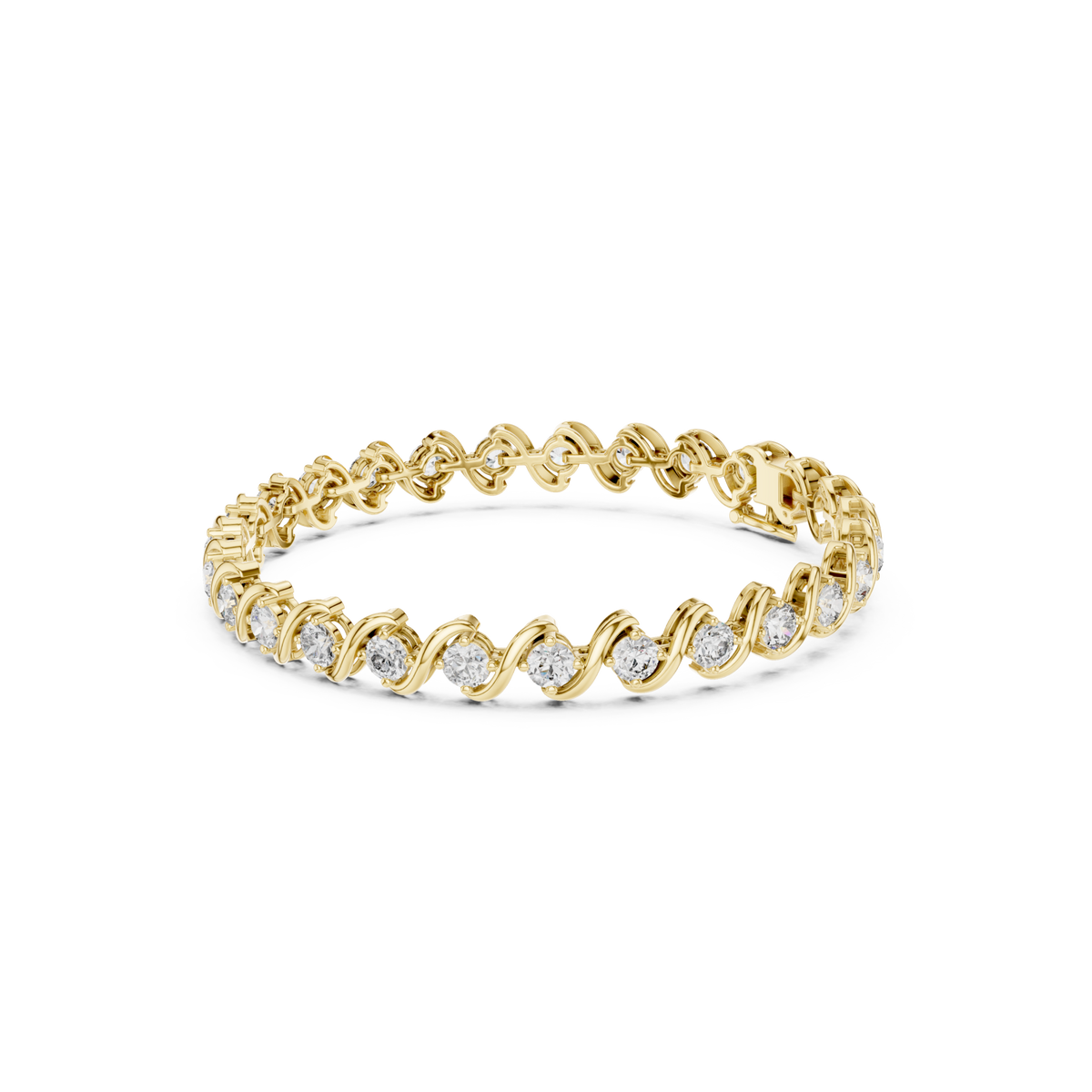 Gold Wave-Link Round Bracelet Front View