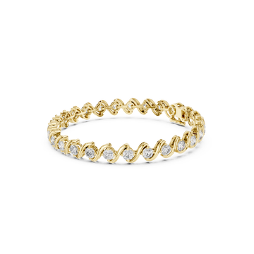 Gold Wave-Link Round Bracelet Front View