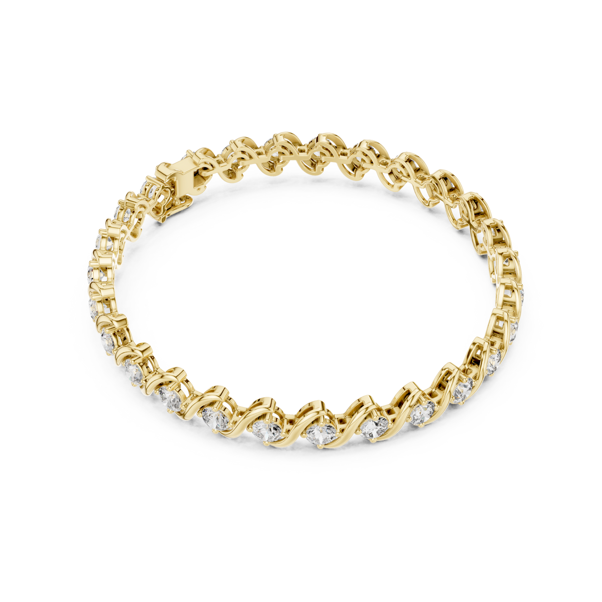  Gold Wave-Link Round Bracelet Side View