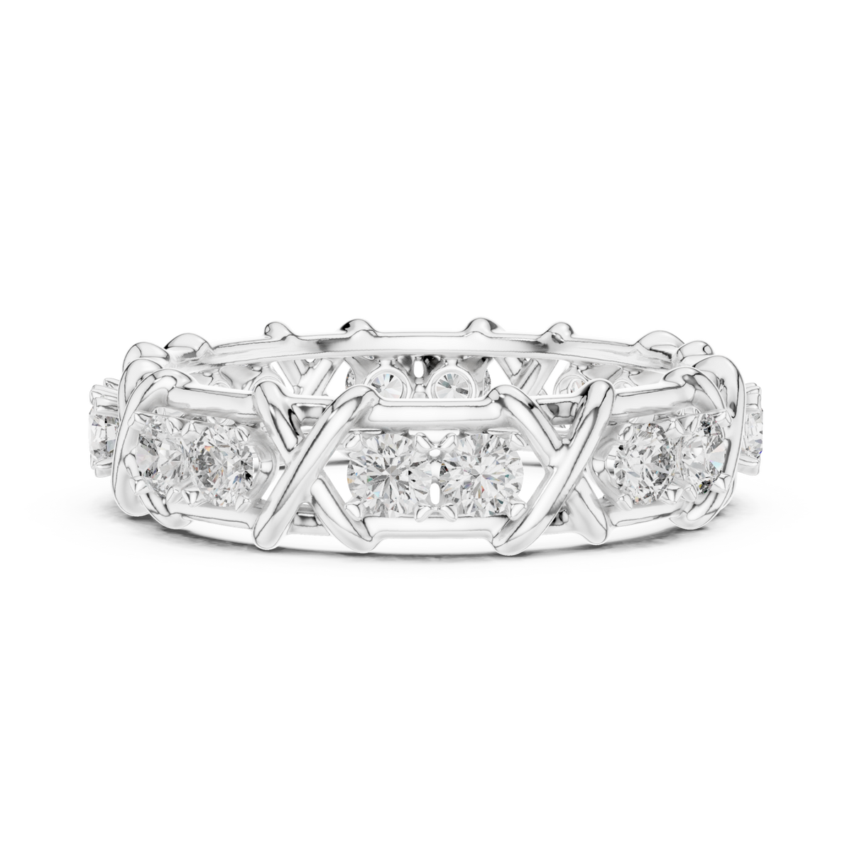 X-station round eternity band white gold angle view