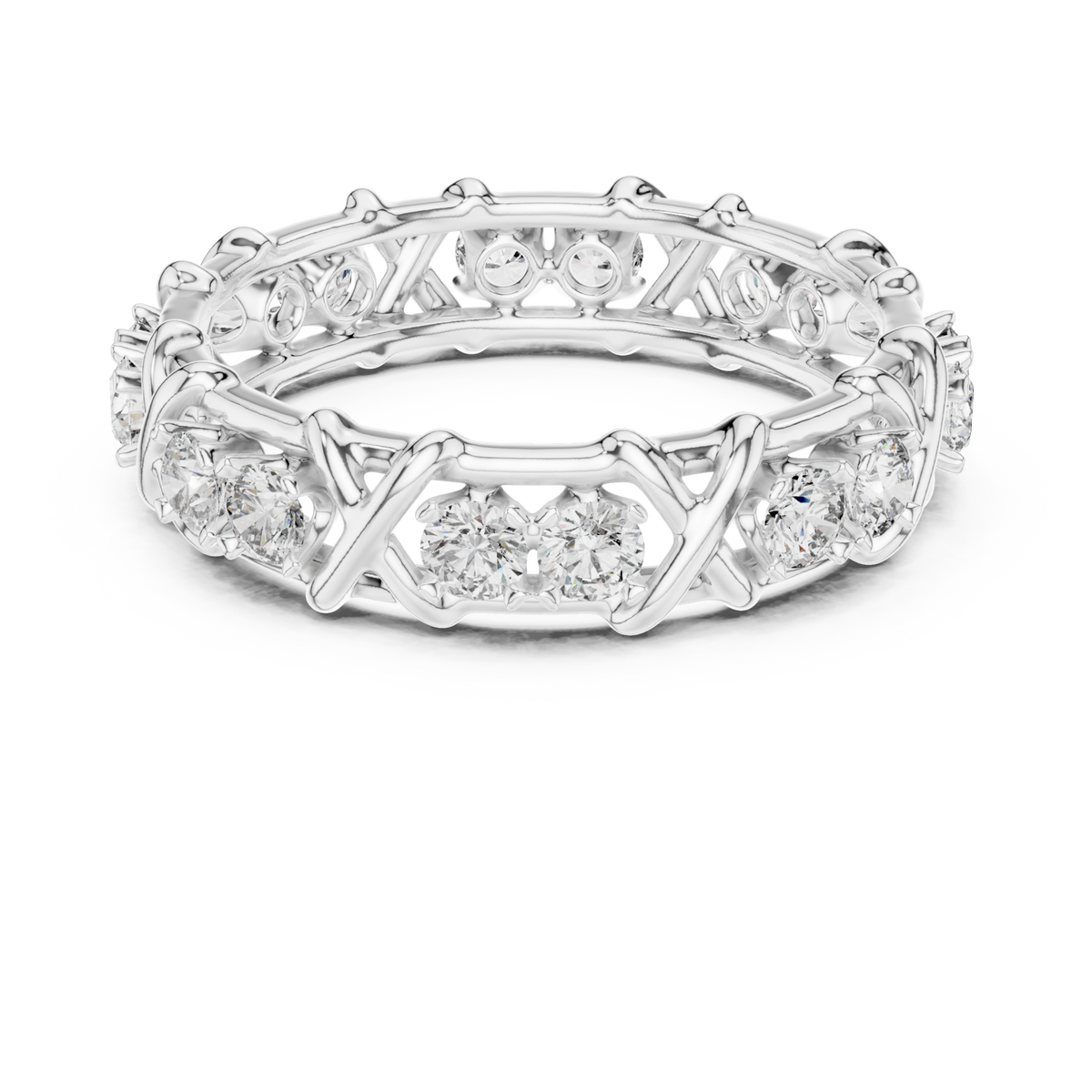 X-station round eternity band white gold detail view