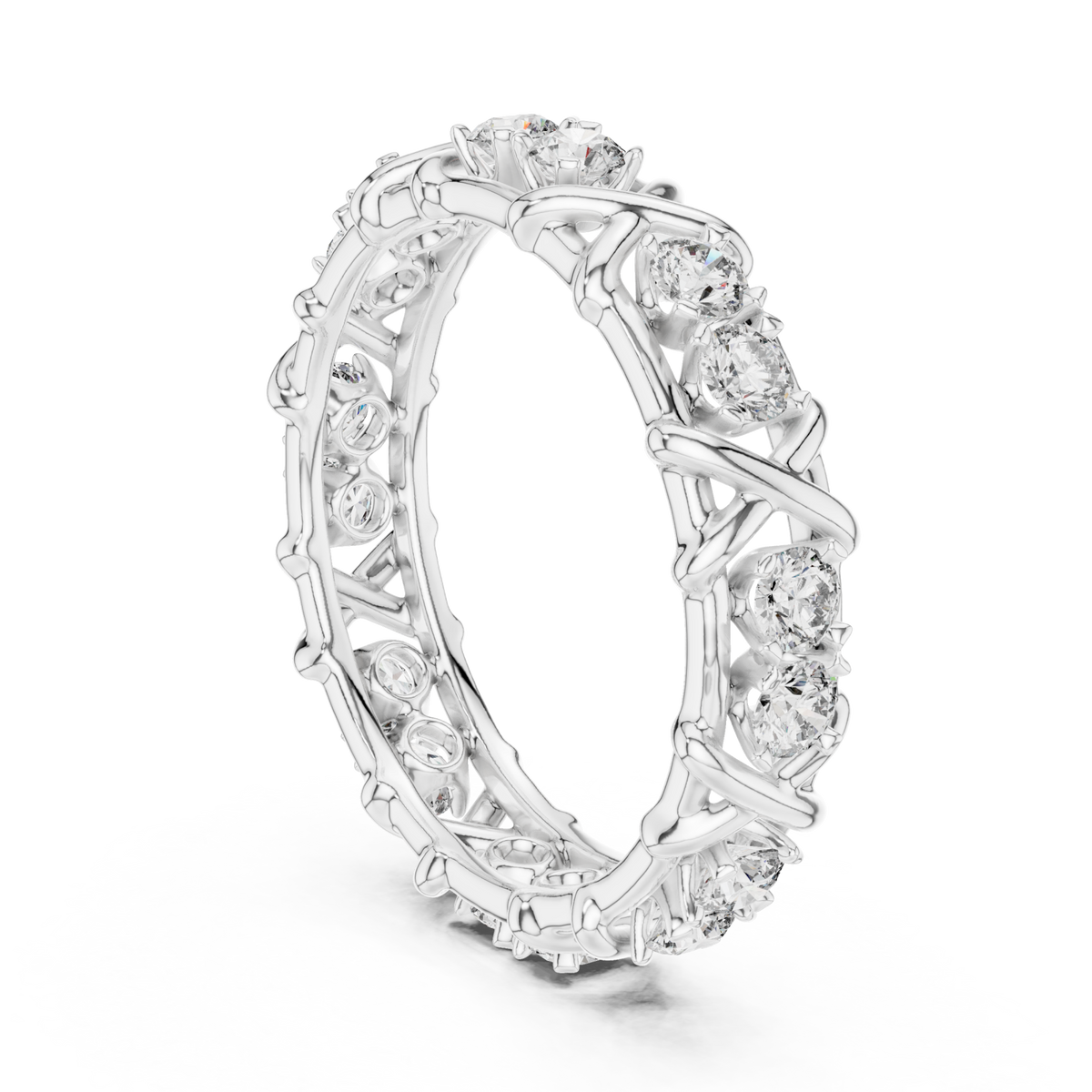 X-station round eternity band white gold side view