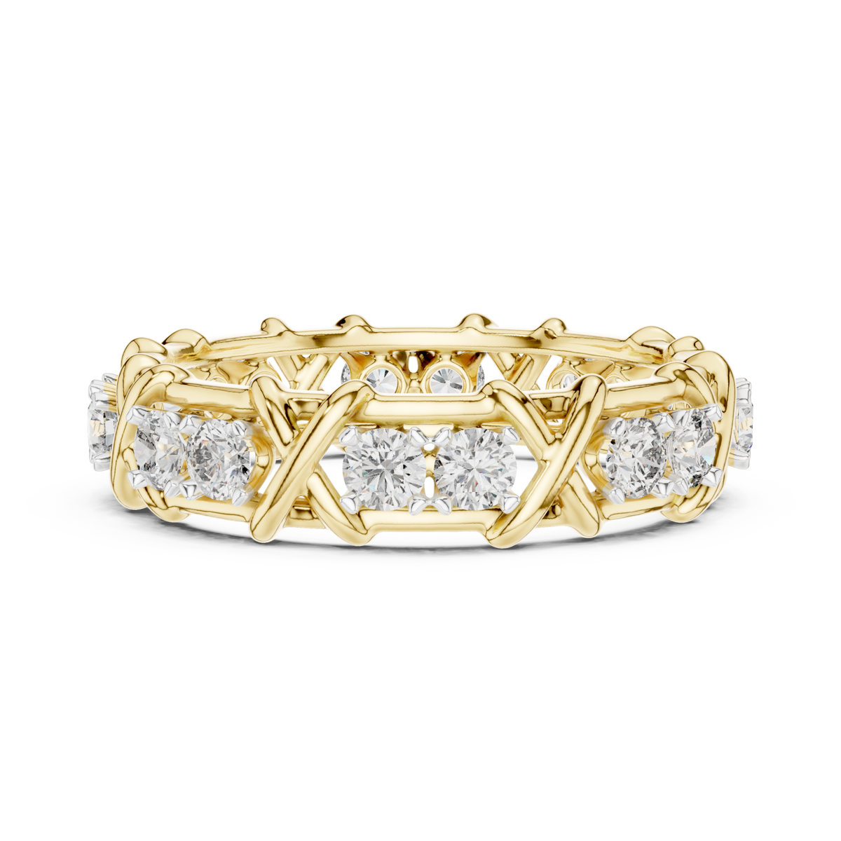 X-station round eternity band yellow gold angle view