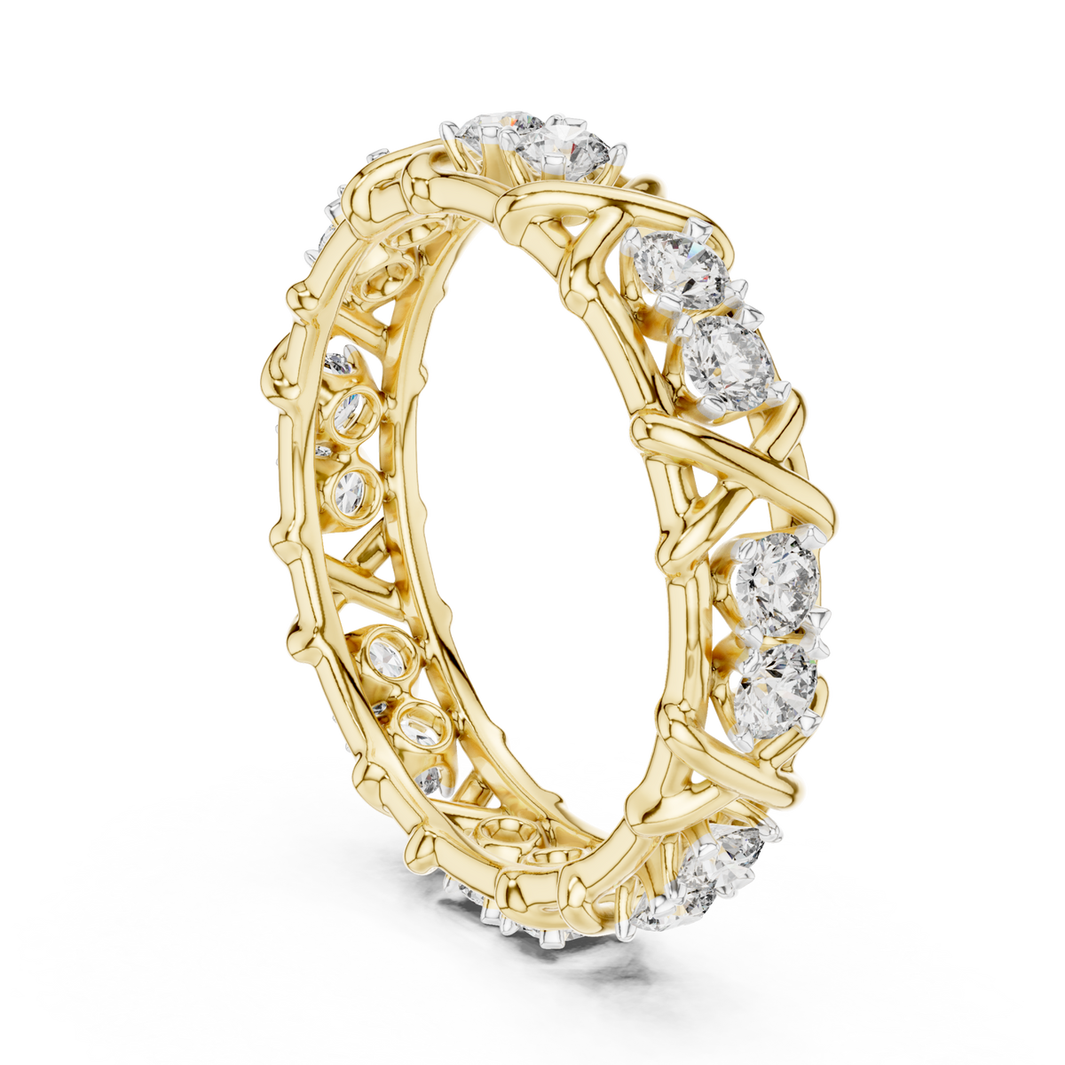 X-station round eternity band yellow gold side view